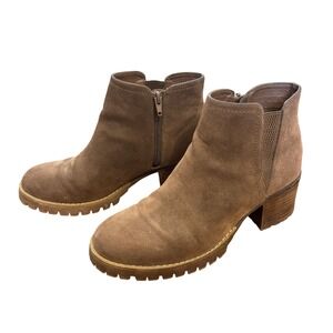 Carlos by Carlos Santana Gill Ankle Boot Brown Suede Zip Bootie Women's Size 9.5